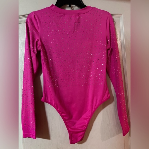 NWT Razzle Dazzle Long Sleeve Pink Stud Bodysuit. Infinity Boutique - Picture 4 of 4